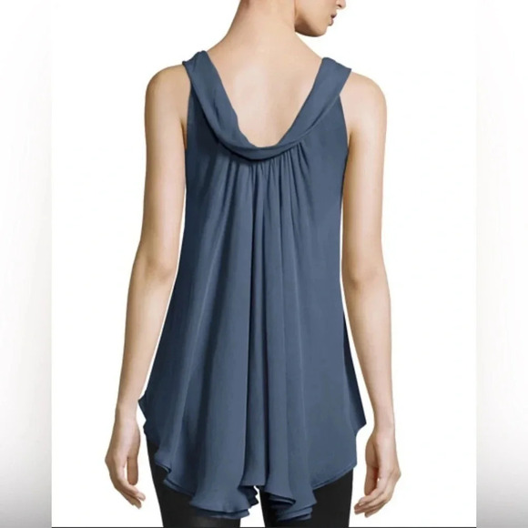 L’Agence Christy Blue Slate Silk Sleevelss Top Cowl Style Neck Women Size XS - Picture 3 of 9